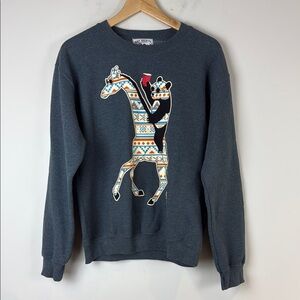 Riot Society Grey Crewneck Sweater with Vibrant Graphic Small